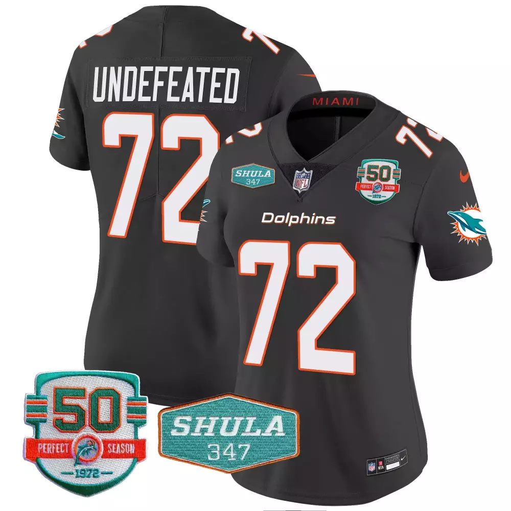 undefeated black mens miami dolphins throwback shula 347 patch vapor jersey all stitched