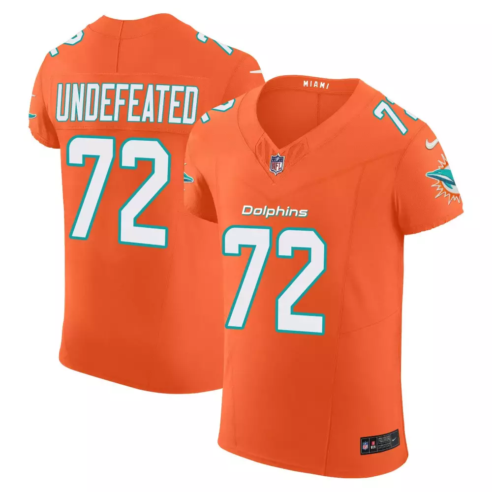 undefeated orange mens miami dolphins shula 347 patch vapor jersey all stitched