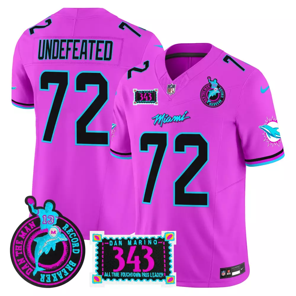undefeated pink mens miami dolphins dan the man record breaker patch vapor limited jersey all stitched
