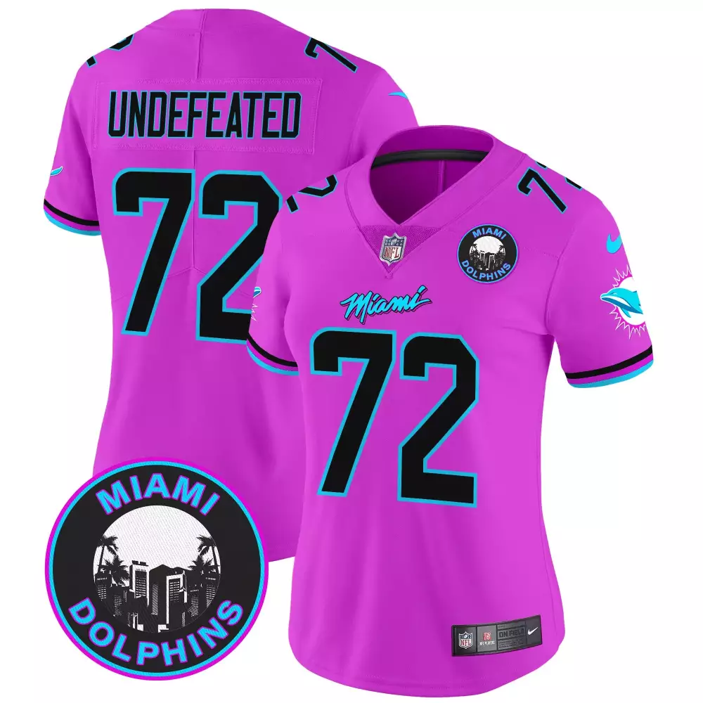 undefeated pink womens miami dolphins miami vice vapor limited jersey v3 all stitched