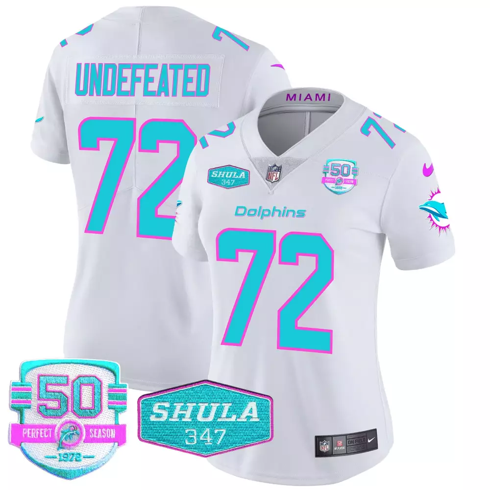 undefeated white womens miami dolphins miami vice vapor limited jersey v2 all stitched
