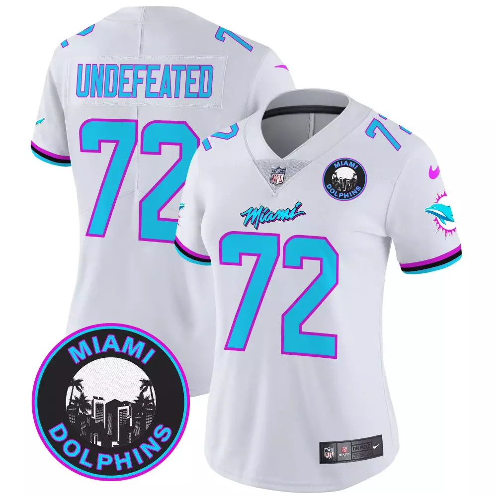 undefeated white womens miami dolphins miami vice vapor limited jersey v2 all stitched
