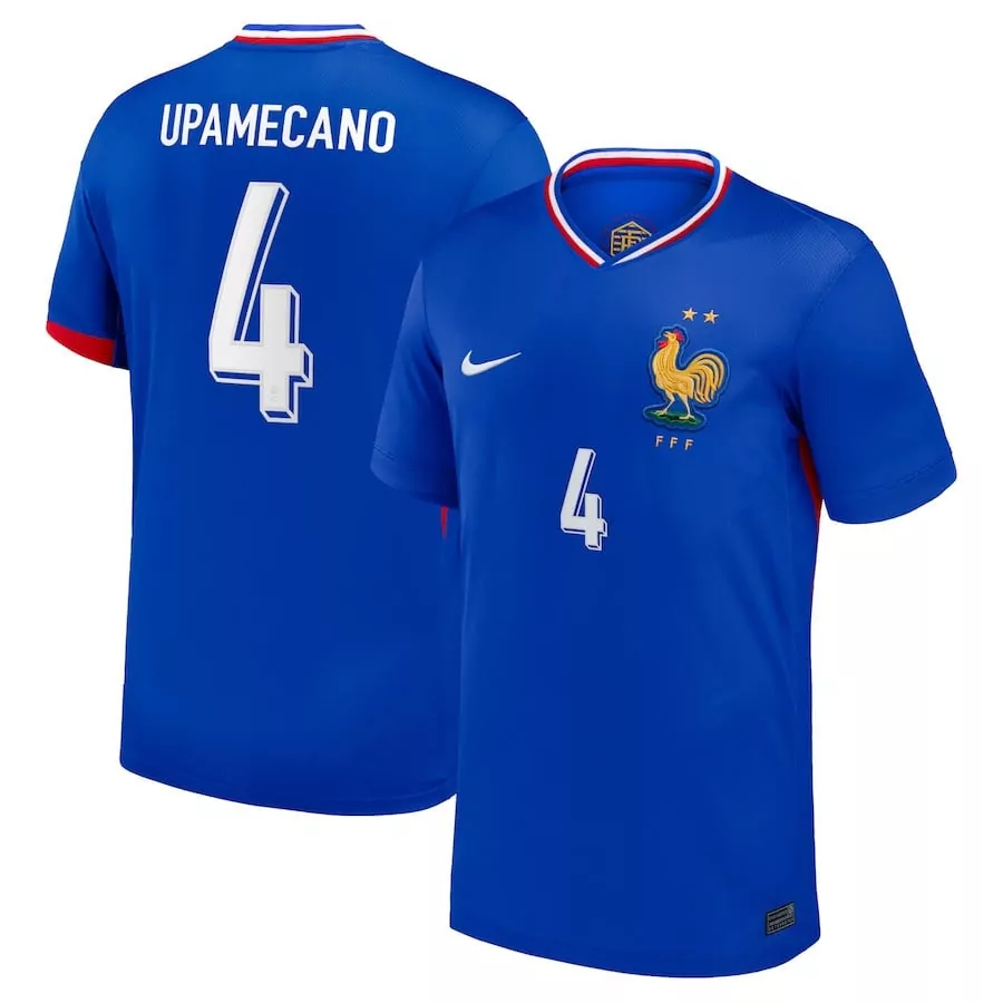 upamecano home mens france 2024 stadium homeaway soccer jersey
