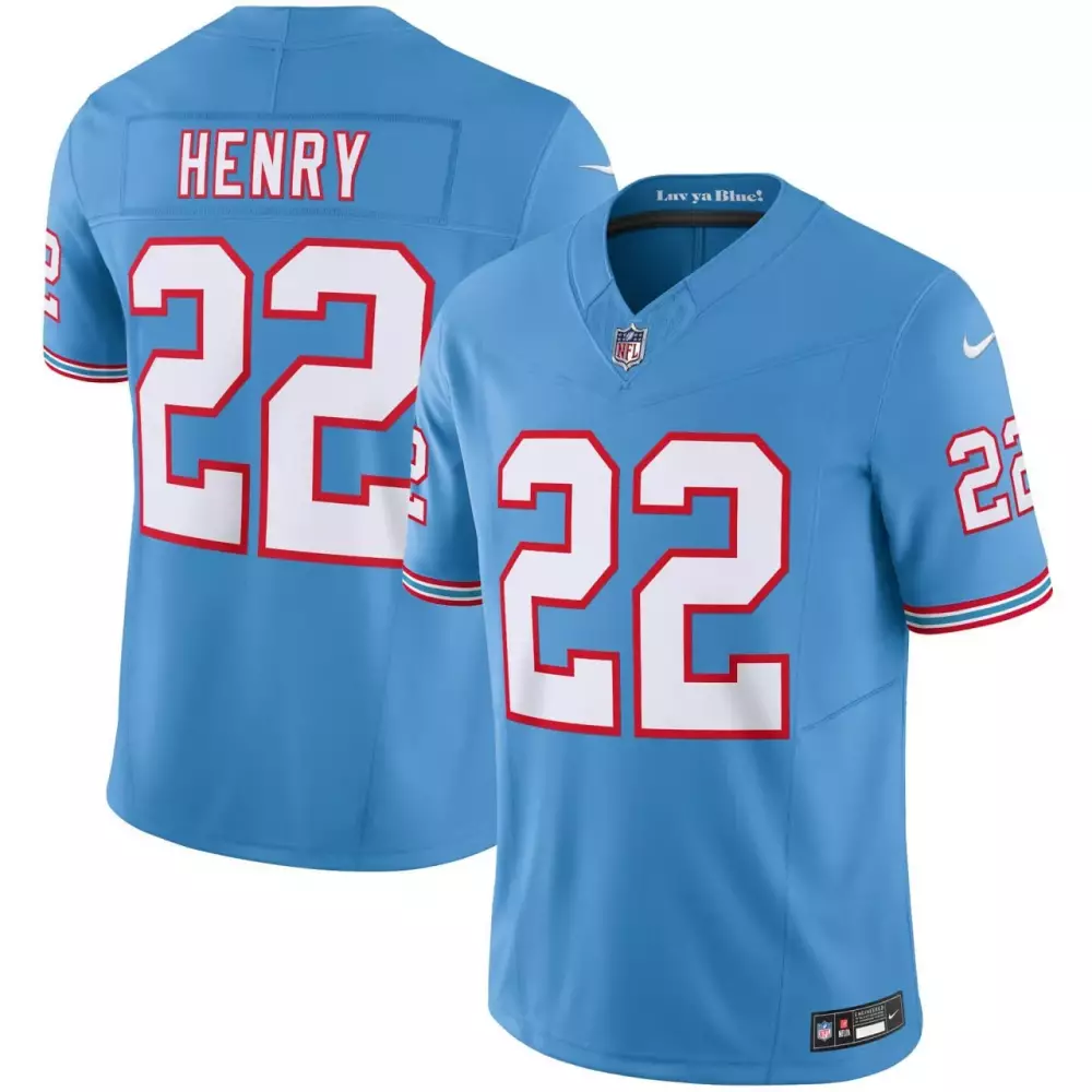 vapor fuse limited youth derrick henry tennessee titans oilers throwback light blue jersey all stitched