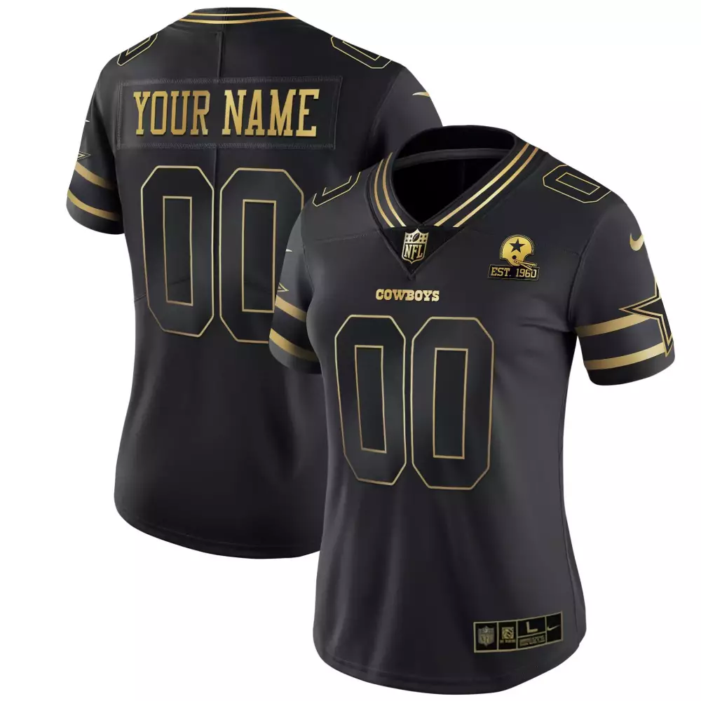 vapor limited gold men dallas cowboys black gold black silver custom name and number all stitched