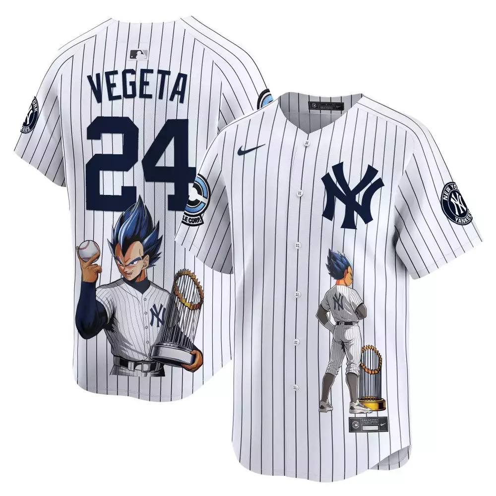 vegeta white unisex new york yankees vegeta dragon ball vapor premier limited jersey printed