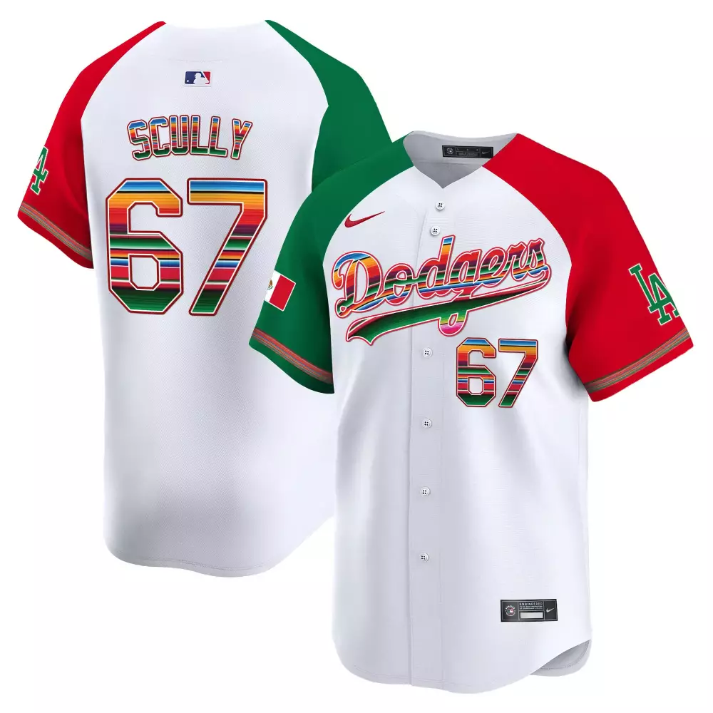 Vin Scully Alternate Dodgers Mexico Fernando Valenzuela 2024 World Series Patch Vapor Premier Jersey | Limited Edition | For Men, Women & Youth
