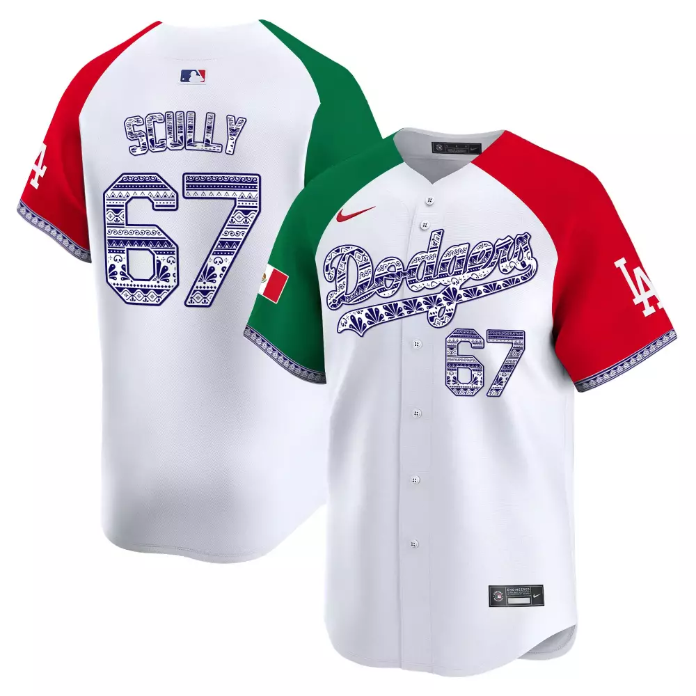 Vin Scully Dodgers Mexico Vapor Premier Limited Jersey | All Stitched | Men's Fan Gear | For Men, Women & Youth