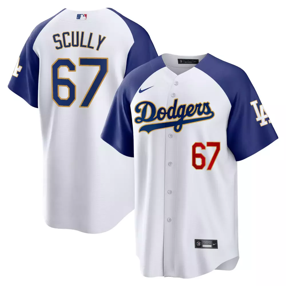 Vin Scully Dodgers White Fernando Valenzuela Jersey V2 | Premier Vapor Limited Edition | For Men, Women & Youth