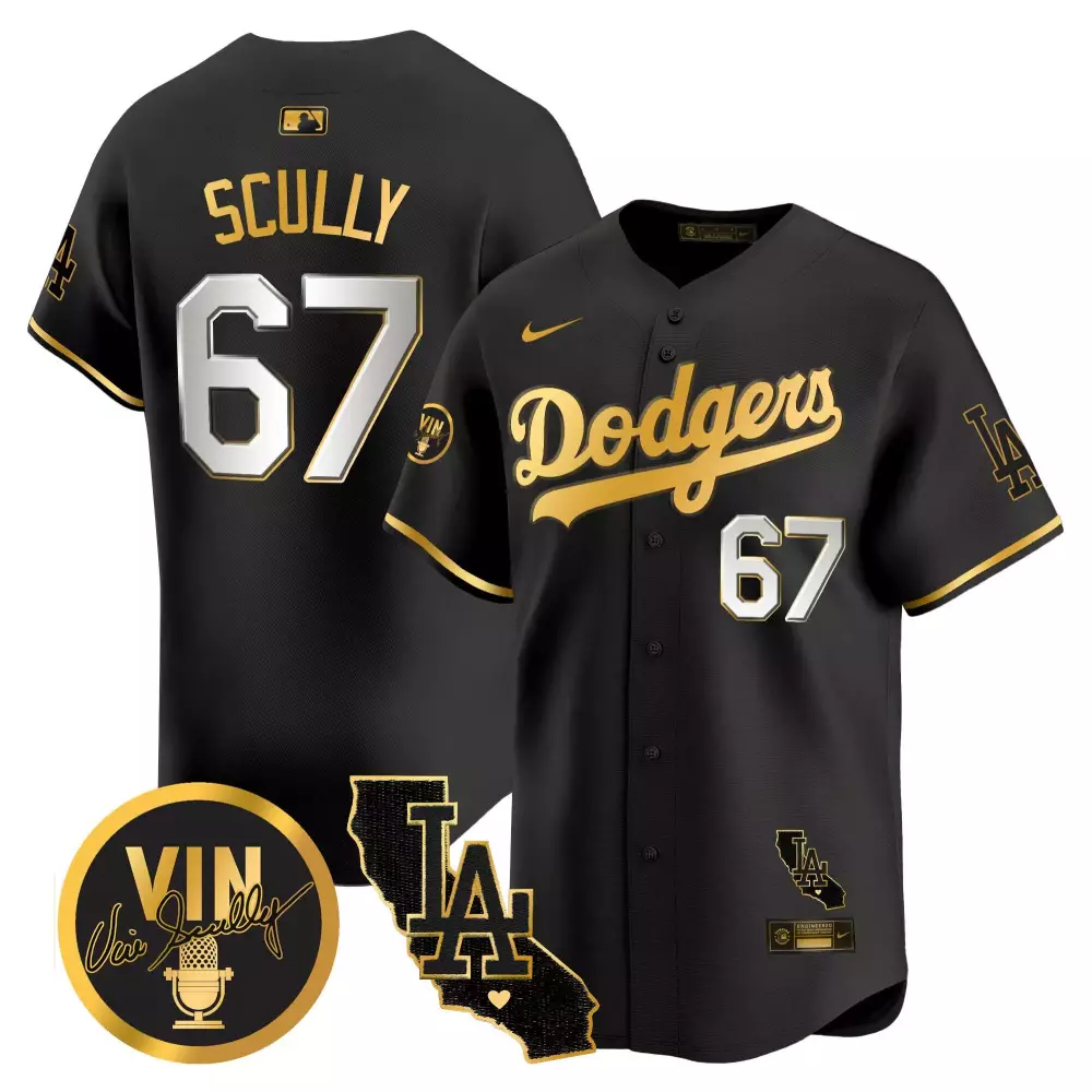 Vin Scully Black Gold Dodgers 2024 World Tour Seoul Series Women's Jersey | Limited Edition Vapor Premier | For Women & Youth