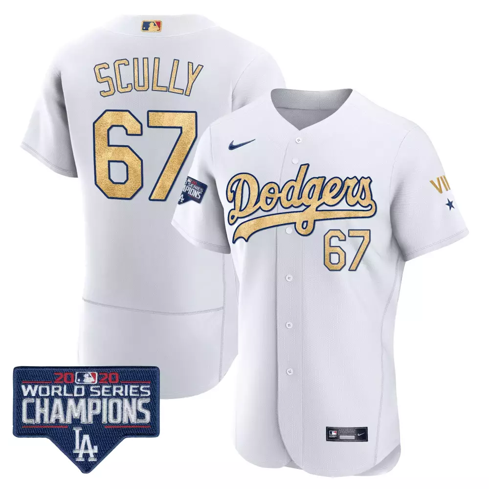 Vin Scully Dodgers 2020 World Series Champions White Jersey | Stitched Rush Fan Gear | Limited Edition for Men, Women & Youth