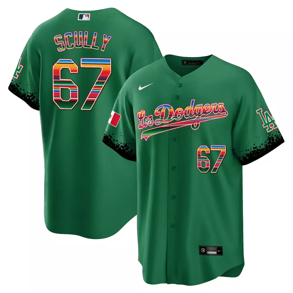 Vin Scully Green Dodgers Cinco de Mayo Jersey | Premier Printed Limited Edition | For Men, Women & Youth