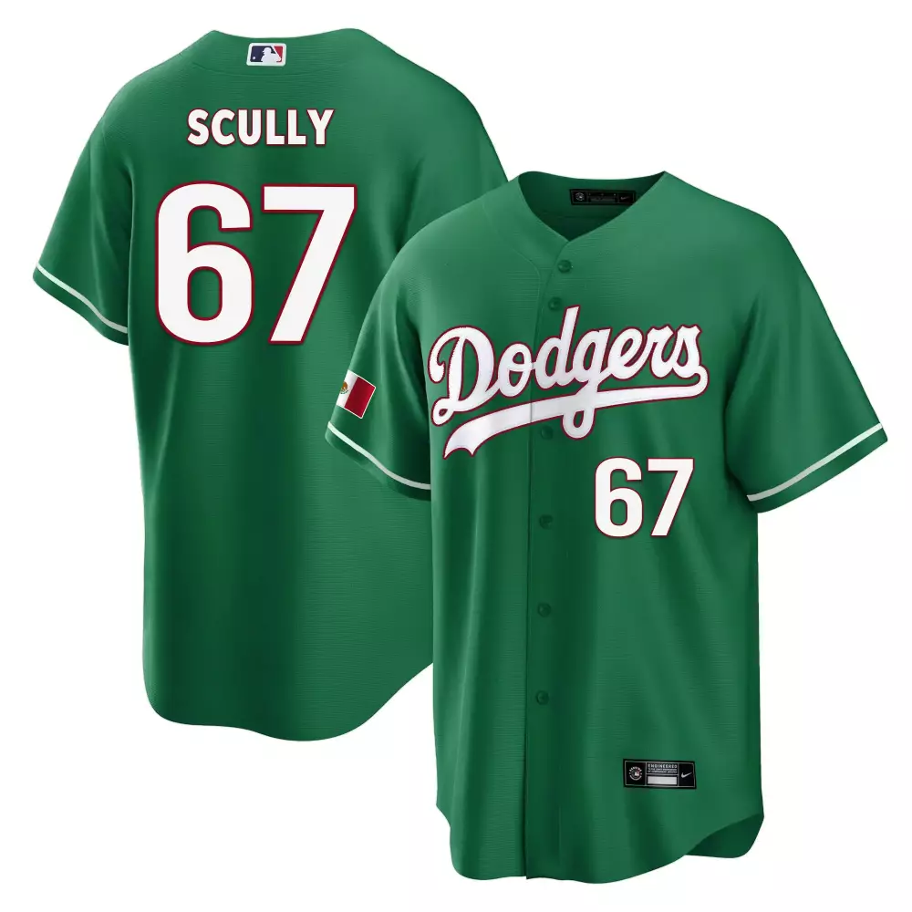 Vin Scully Green Dodgers Cinco de Mayo Jersey | Premier Printed Limited Edition | For Men, Women & Youth