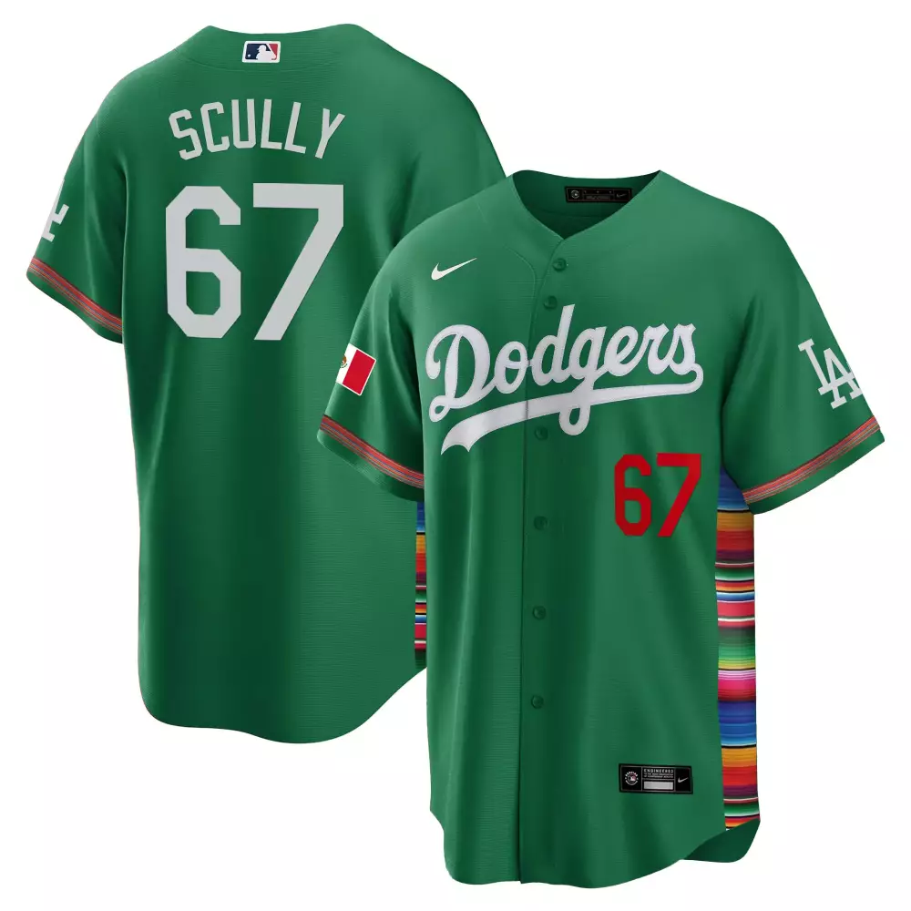 Vin Scully Green Dodgers Cinco de Mayo Jersey | Premier Printed Limited Edition | For Men, Women & Youth
