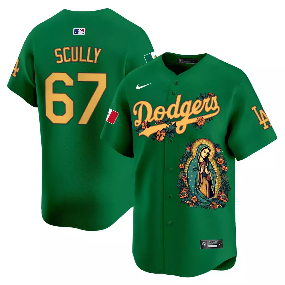 Vin Scully Green Dodgers Flex Base Limited Jersey | Premier Stitched Fan Gear | For Men, Women & Youth