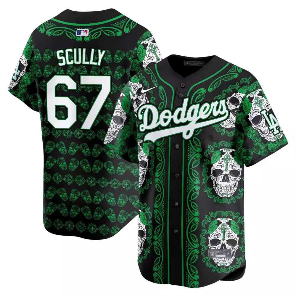 Vin Scully Green Dodgers Flex Base Limited Jersey | Premier Stitched Fan Gear | For Men, Women & Youth
