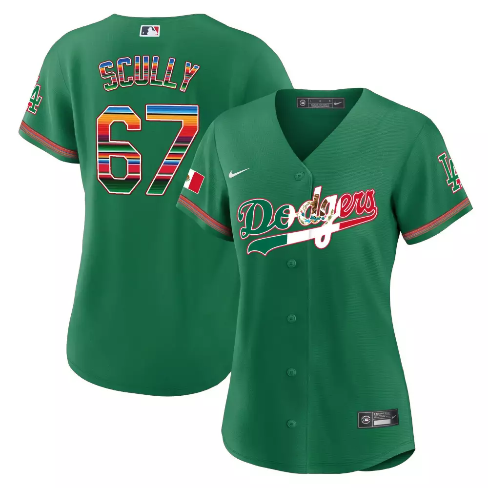 Vin Scully Green Women's Dodgers Mexico Baseball Limited Jersey | All Stitched Fan Gear | For Men, Women & Youth