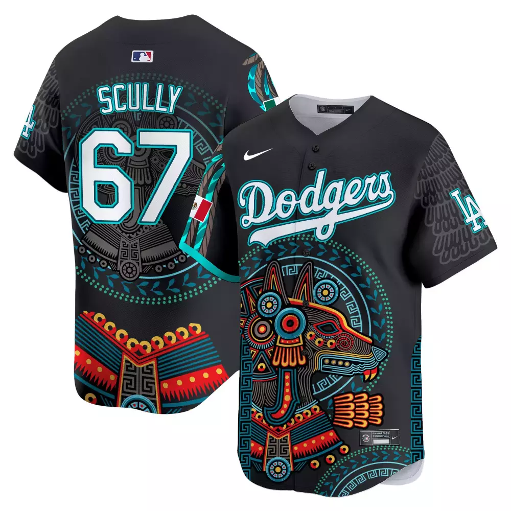 Vin Scully Dodgers Mexico White Jersey | 2024 World Series Patch | Limited Edition Fan Gear | For Men, Women & Youth