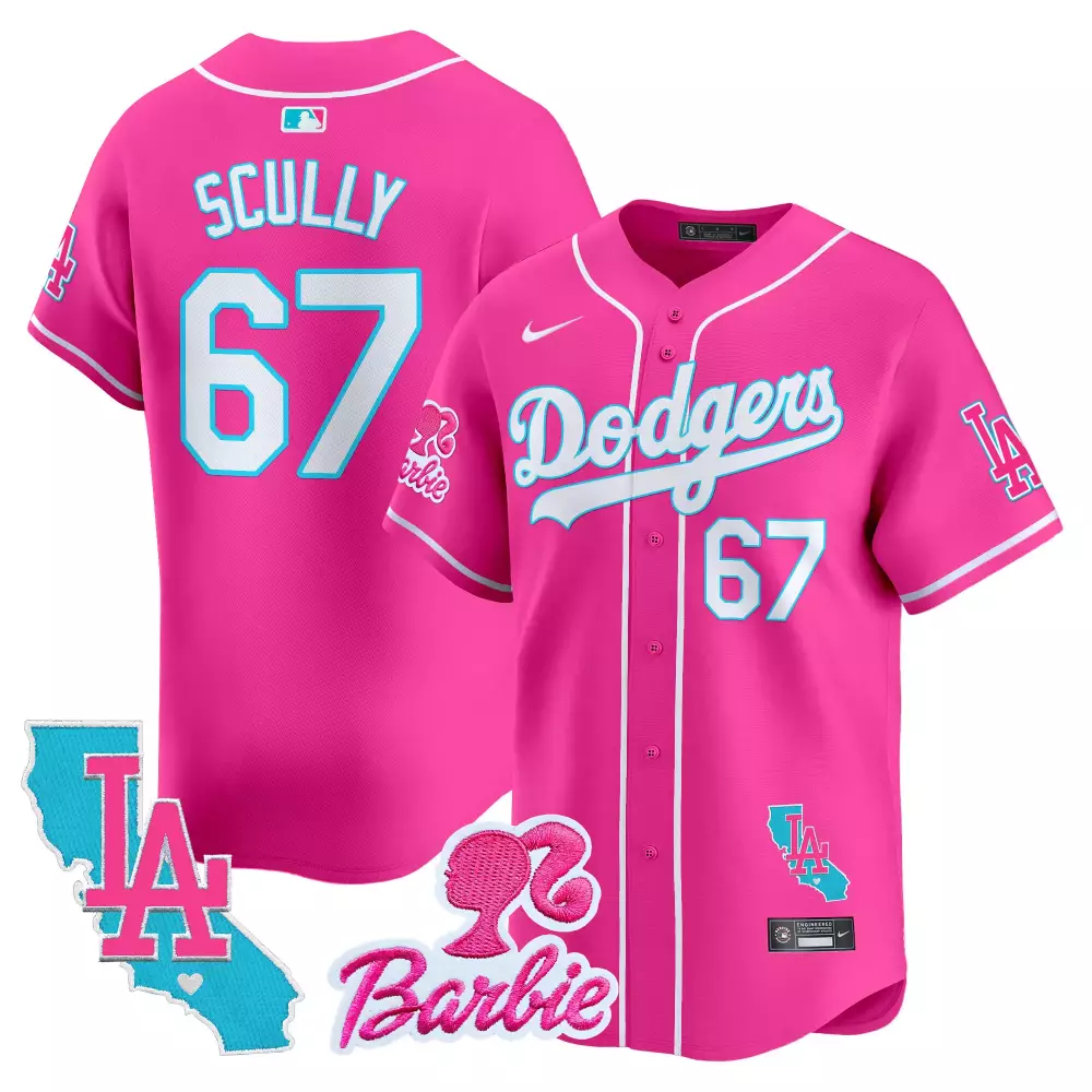 Vin Scully Dodgers Pink Barbie Patch Vapor Premier Jersey | Limited Edition Stitched Fan Gear | For Unisex