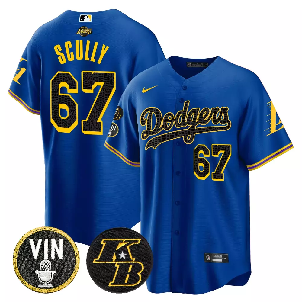 Vin Scully Royal Men's Dodgers Armed Forces Day Jersey | Premier Stitched | For Men, Women & Youth