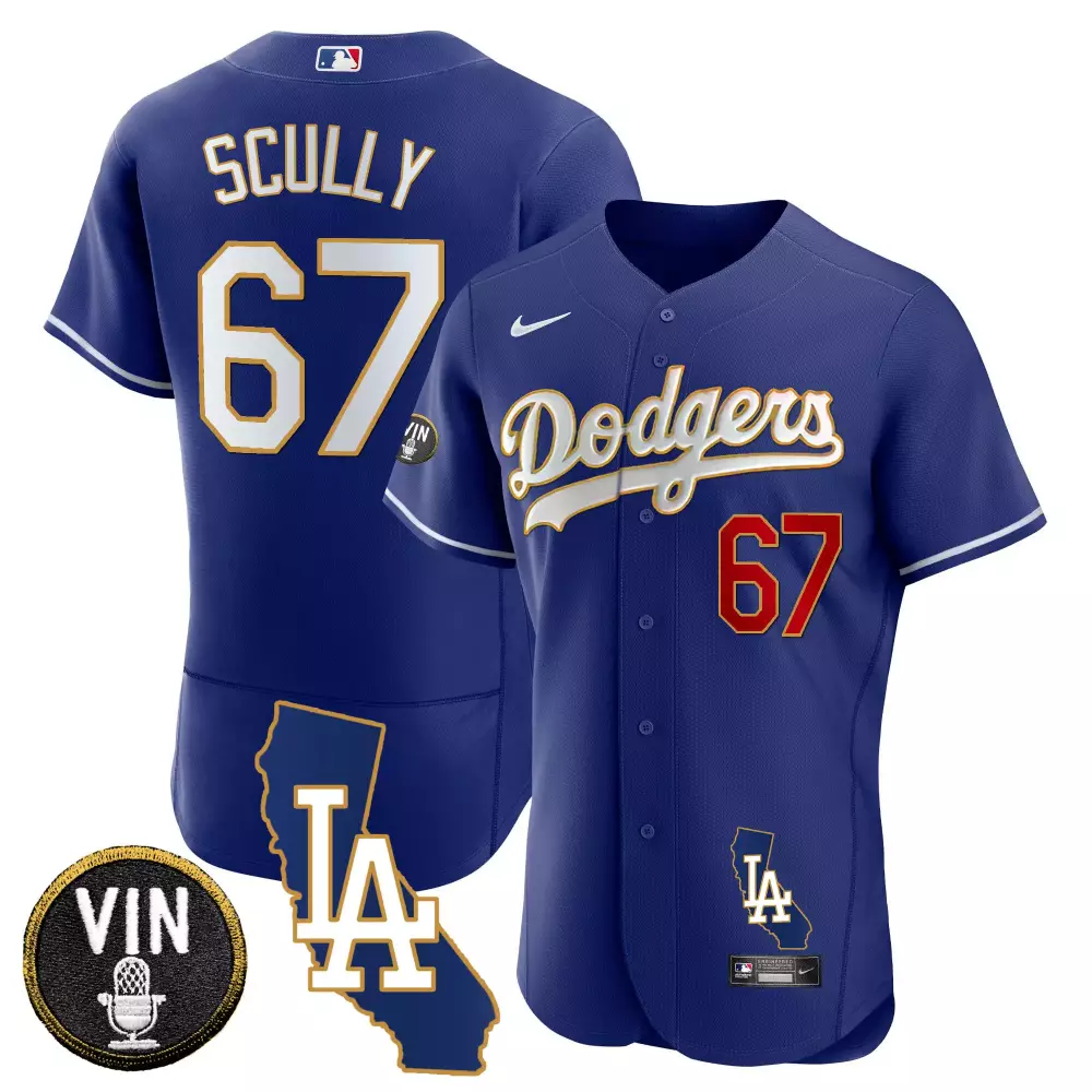 Vin Scully Royal Men's Dodgers Armed Forces Day Jersey | Premier Stitched | For Men, Women & Youth