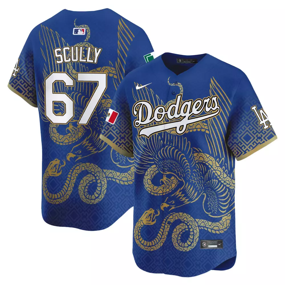 Vin Scully Dodgers Royal Mexico Aztec Serpent Jersey | Premier Limited Edition | For Men, Women & Youth