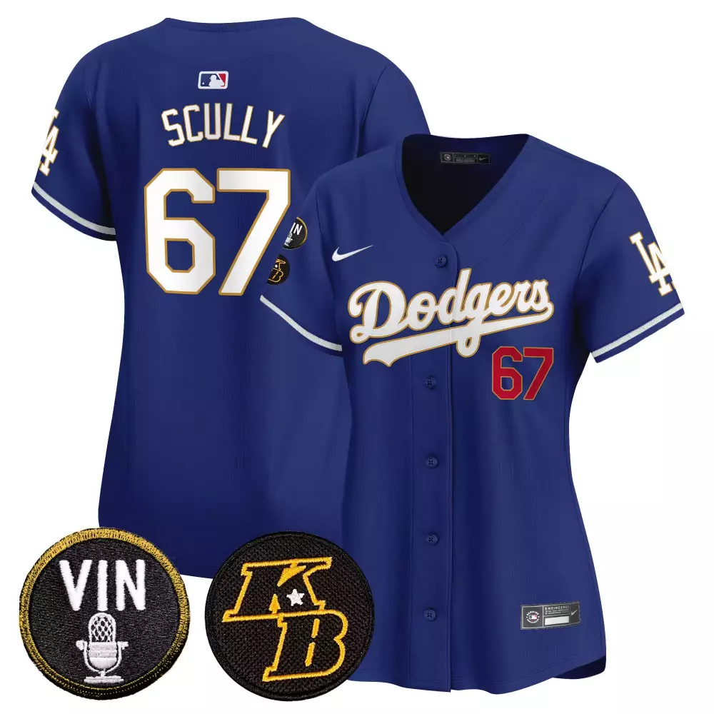 Vin Scully Women's Dodgers Armed Forces Day Jersey | Royal Vapor Premier Limited Edition | All Stitched Fan Gear | For Men, Women & Youth
