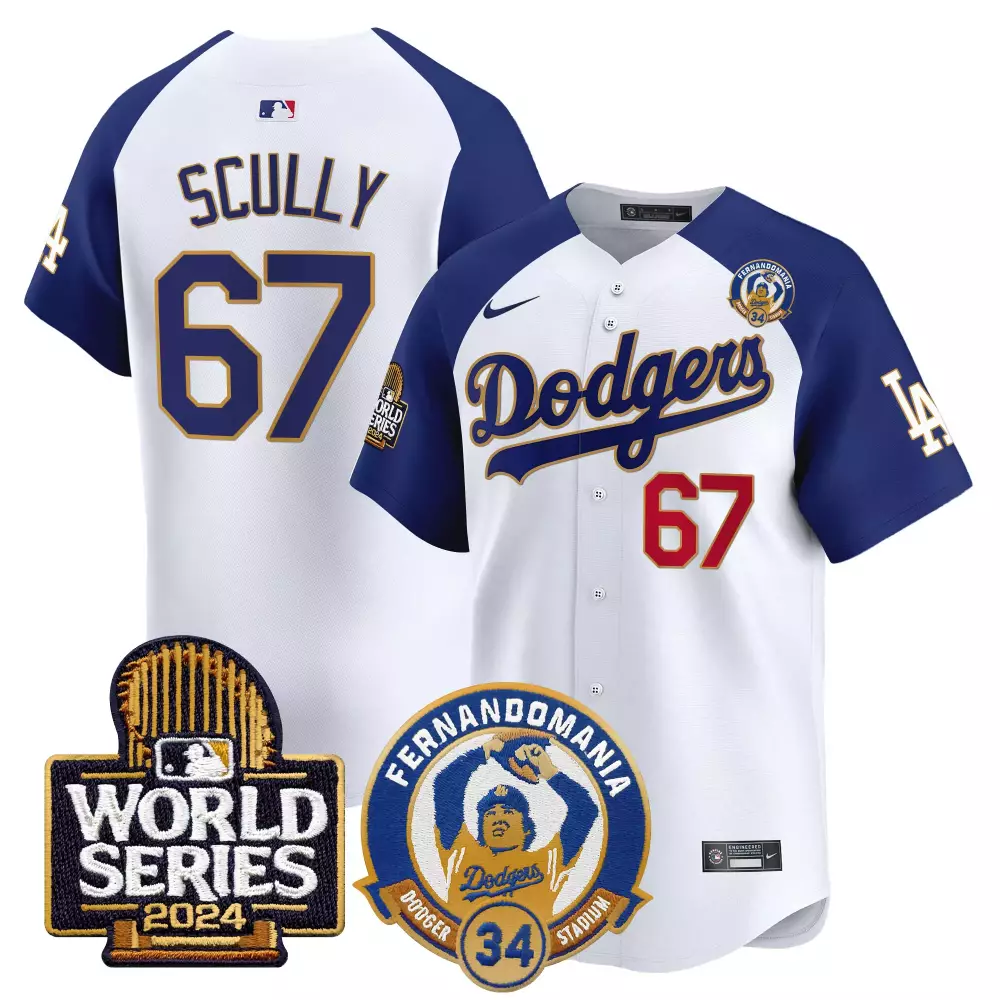 Vin Scully Men's Dodgers Fernando Valenzuela 2024 World Series Jersey | White Alternate Vapor Premier Limited Edition | All Stitched Fan Gear | For Men, Women & Youth