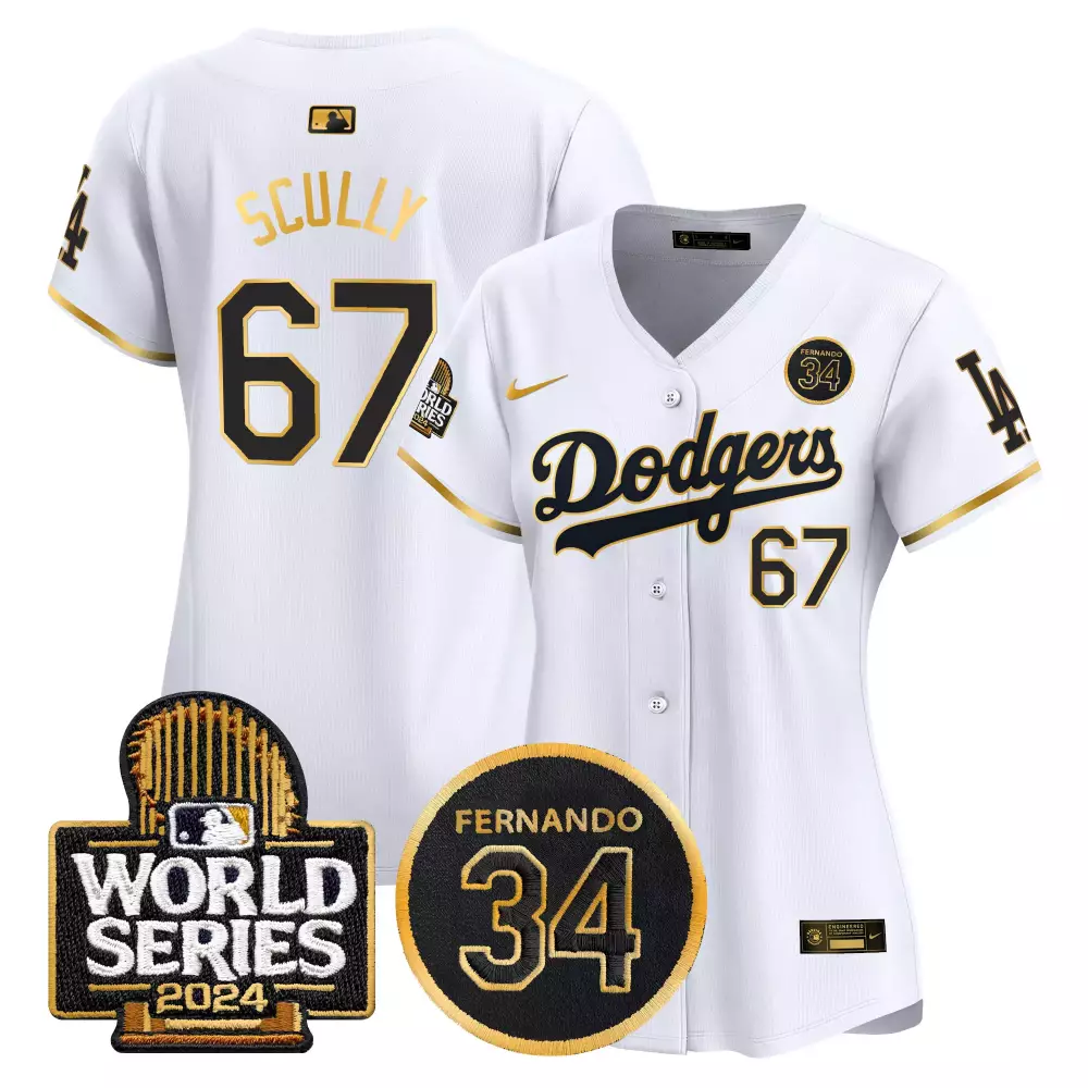 Vin Scully Royal Men's Dodgers Fernando Valenzuela Memorial 2024 World Series Jersey | Premier Stitched | For Men, Women & Youth