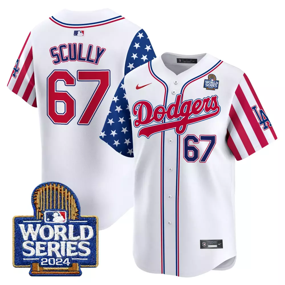 Vin Scully White Gold Women's Dodgers 2024 Kobe Patch Jersey | Stitched Vapor Premier Limited Edition | Fan Gear for Men, Women & Youth