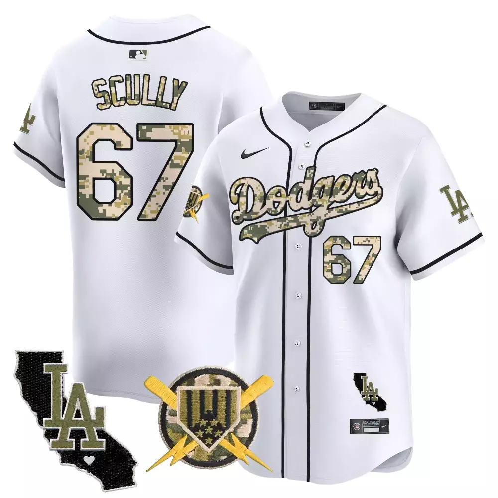 Vin Scully White Men's Dodgers 2024 Armed Forces Day Jersey | Stitched Vapor Premier Limited Edition | Fan Gear for Men, Women & Youth