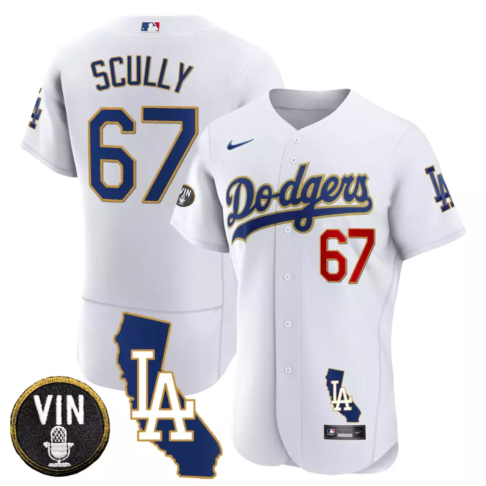 Vin Scully White Men's Dodgers Breaking Bad Jersey | Stitched Vapor Premier Limited Edition | Fan Gear for Men, Women & Youth