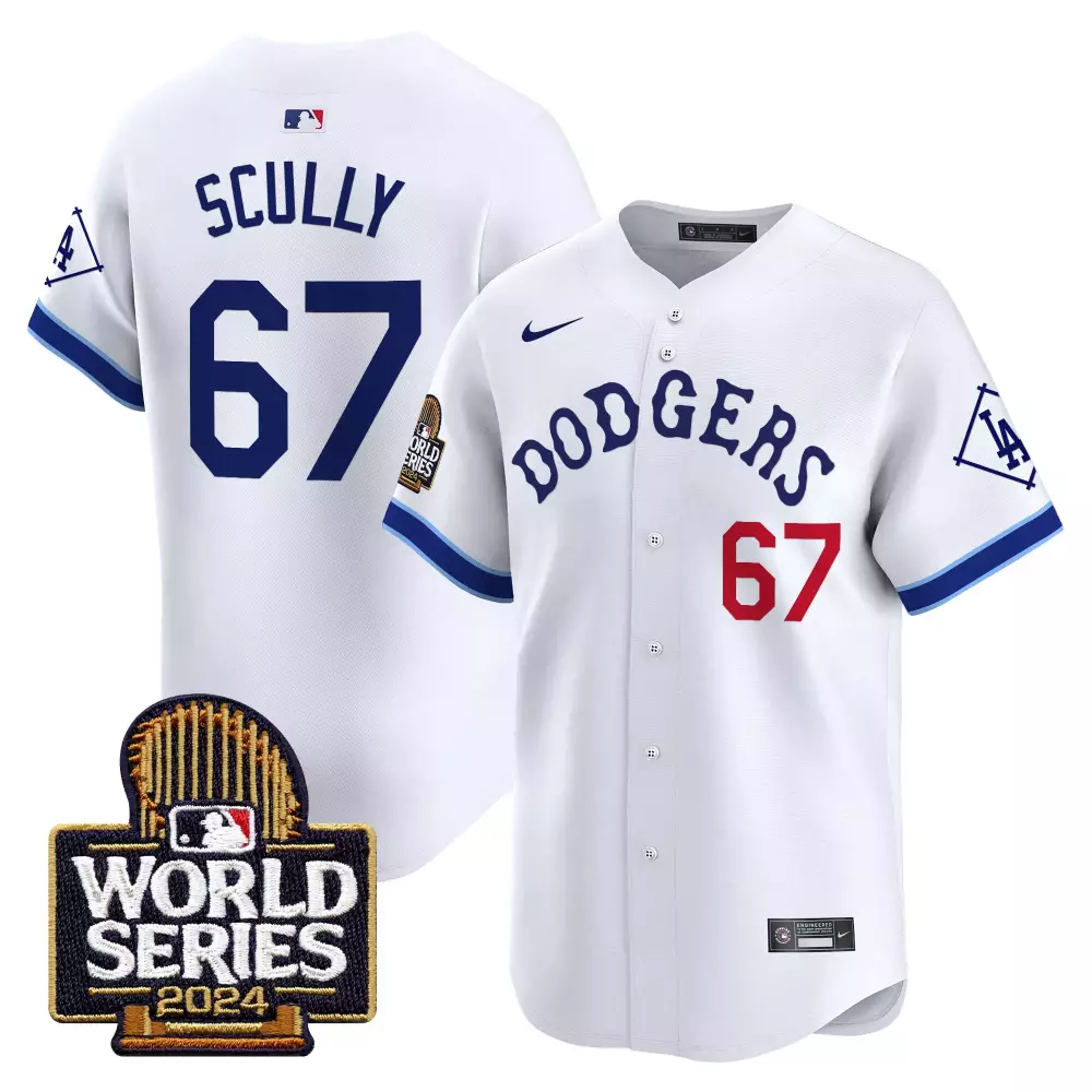 Vin Scully Dodgers Tribute 2024 World Series Vapor Premier Limited Jersey | White All Stitched Fan Gear | For Men, Women & Youth