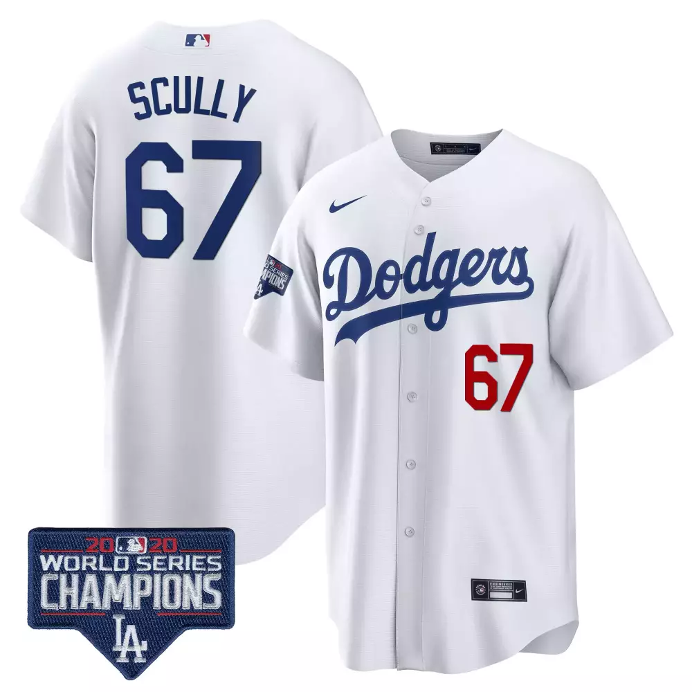 Vin Scully Dodgers World Series Champions Jersey | Alternate White Gold Trim | Limited Edition | For Women | For Men, Women & Youth