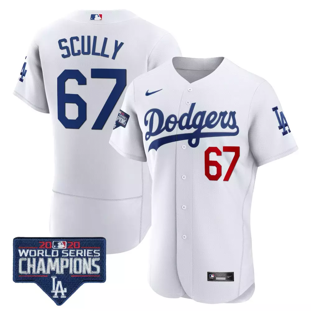 Vin Scully Dodgers World Series Champions Jersey | Alternate White Gold Trim | Limited Edition | For Women | For Men, Women & Youth