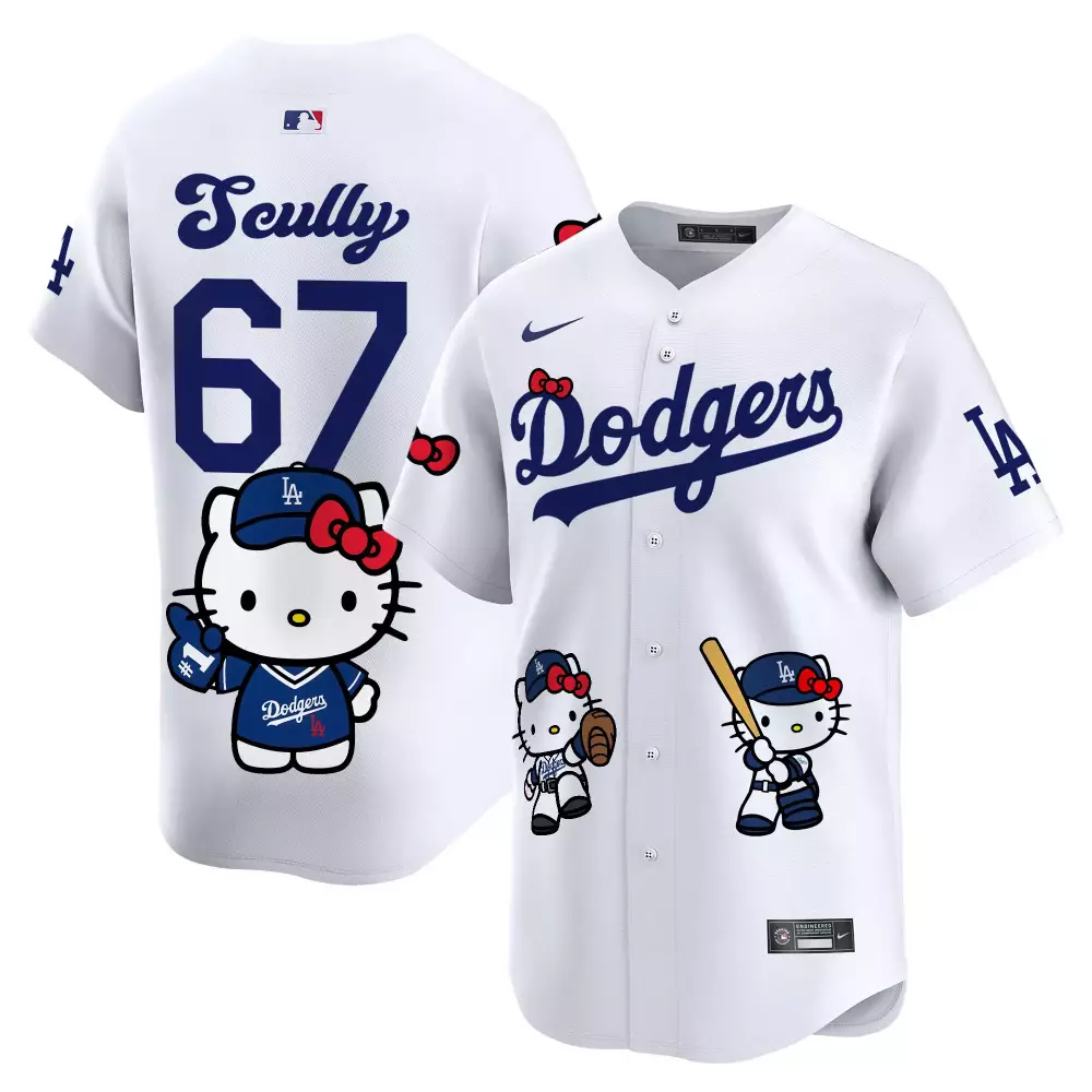 Vin Scully Dodgers Hello Kitty Vapor Premier Limited Jersey V2 | White Unisex Printed Fan Gear | For Men, Women & Youth