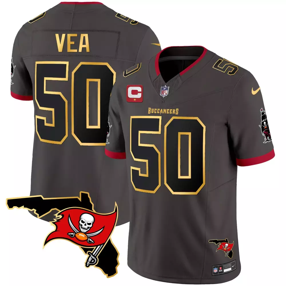 vita vea pewter mens tampa bay buccaneers florida patch gold trim vapor jersey all stitched