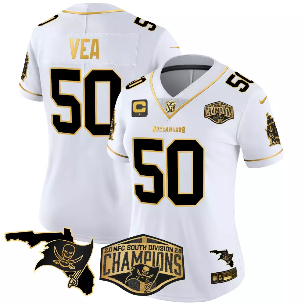 vita vea white gold womens tampa bay buccaneers 2024 nfc south division champions patch gold vapor limited jersey all st