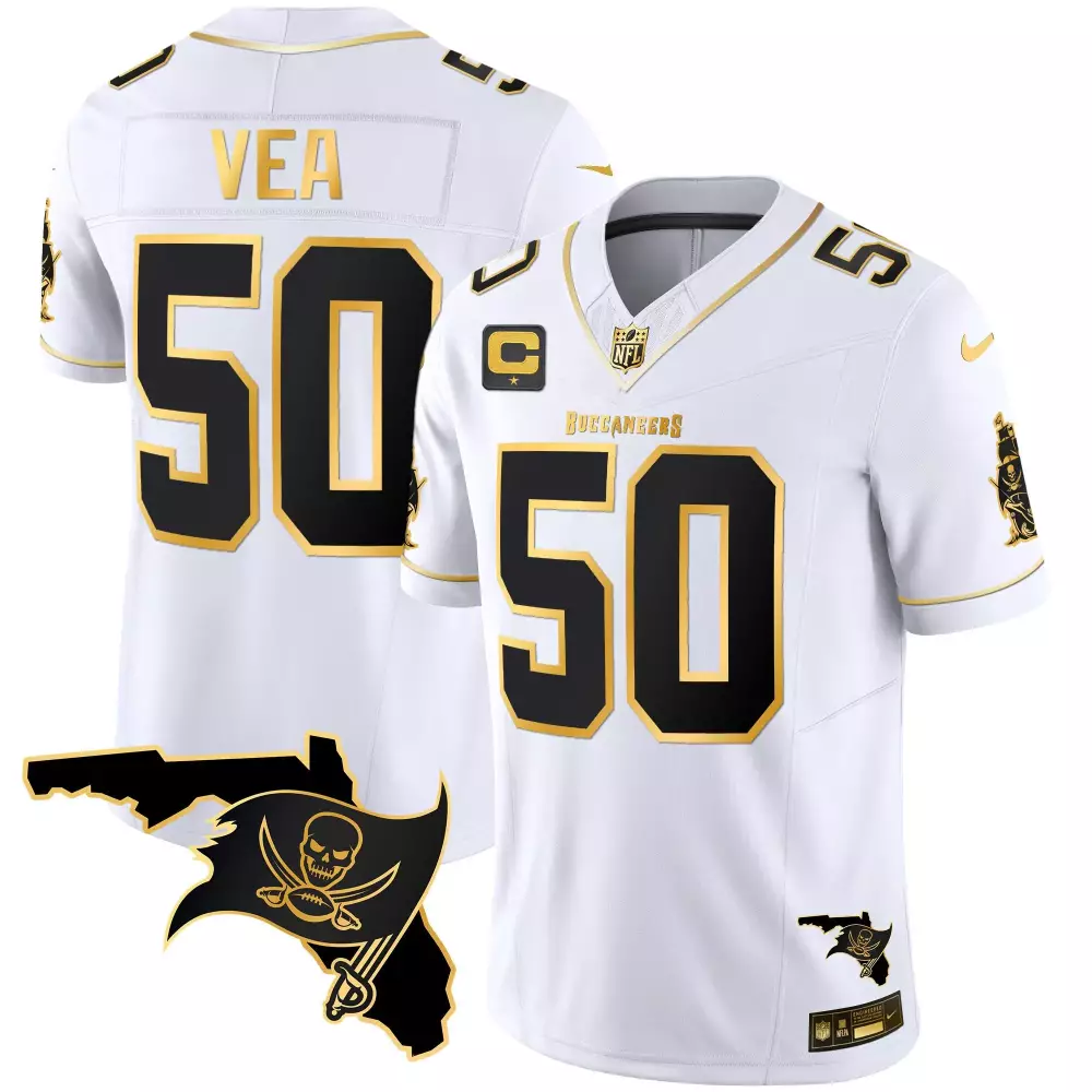 vita vea white gold womens tampa bay buccaneers 2024 nfc south division champions patch gold vapor limited jersey all st