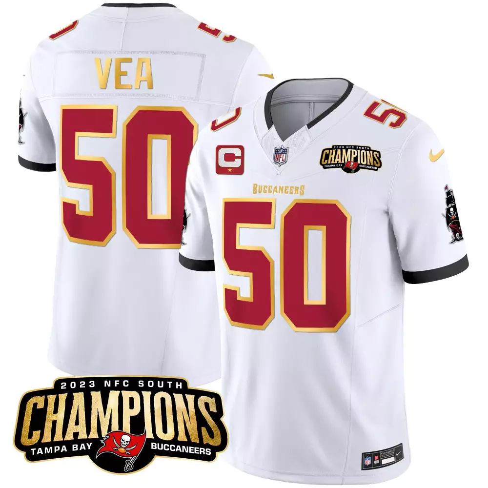 vita vea white gold womens tampa bay buccaneers 2024 nfc south division champions patch gold vapor limited jersey all st