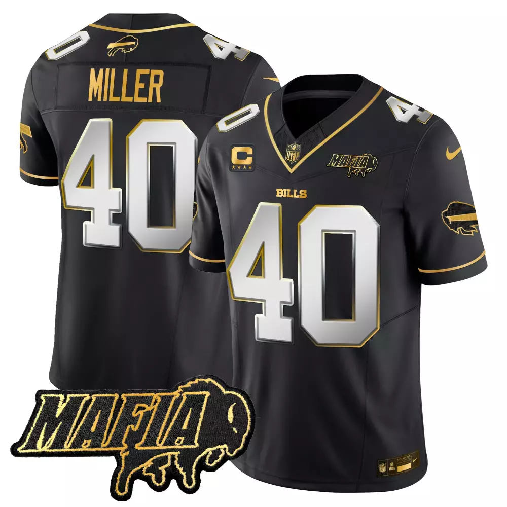 Von Miller Buffalo Bills 2024 Mafia Patch Jersey | Gold Vapor Limited Edition | For Men, Women & Youth