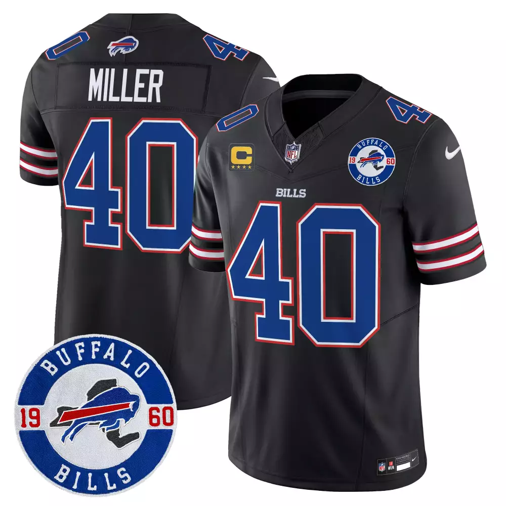 von miller black mens buffalo bills 2024 buffalo bills mafia patch vapor limited jersey all stitched