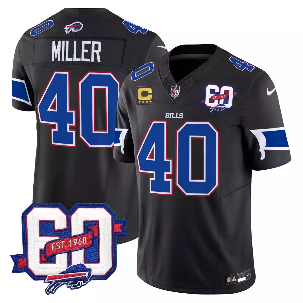 von miller black mens buffalo bills 2024 buffalo bills mafia patch vapor limited jersey all stitched