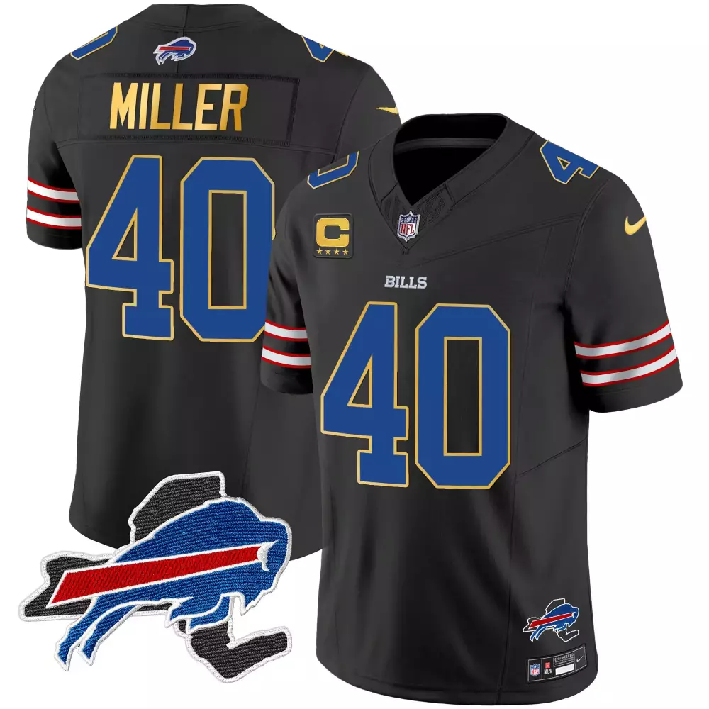von miller black mens buffalo bills new york patch gold trim vapor jersey all stitched