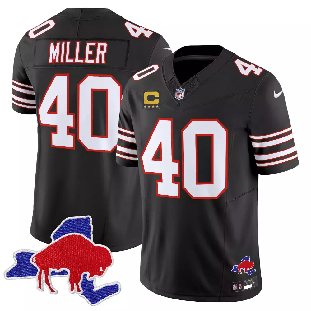 von miller black mens buffalo bills throwback 2024 vapor limited jersey all stitched
