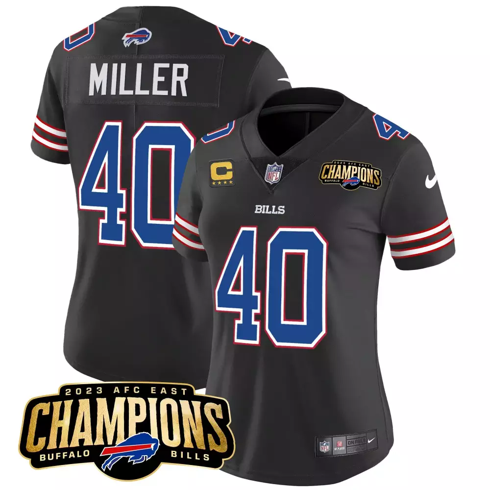 von miller black womens buffalo bills 2023 afc east champions patch vapor jersey all stitched
