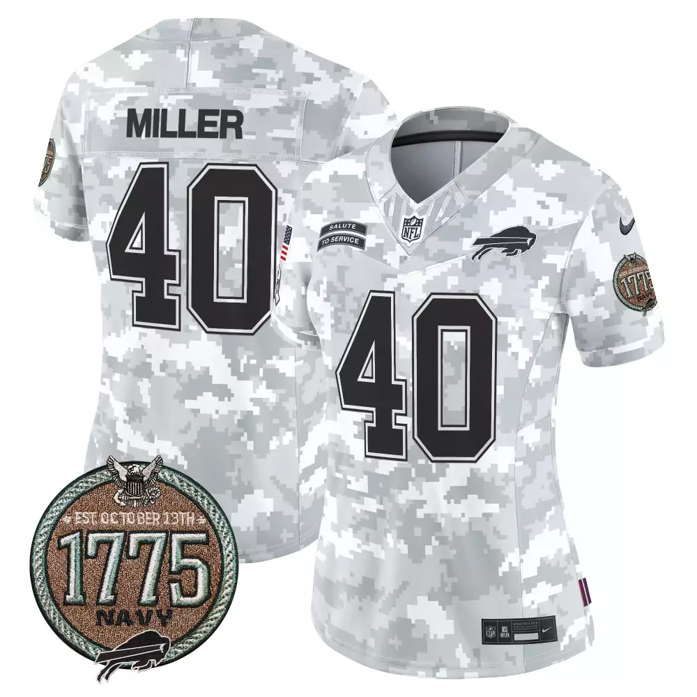 von miller navy womens buffalo bills 2024 salute to service establishment year patch vapor limited jersey all stitched