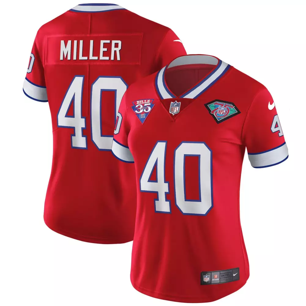 von miller red womens buffalo bills 1994 throwback vapor jersey all stitched
