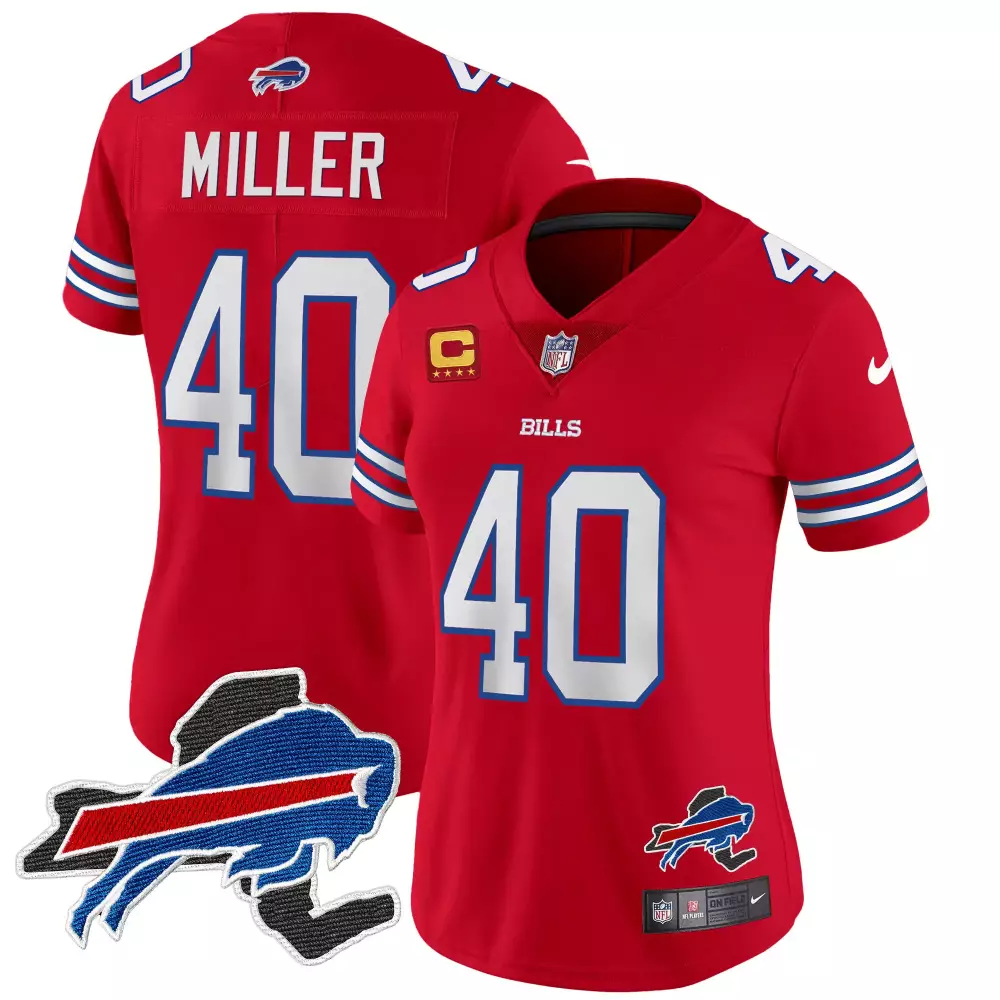 von miller red womens buffalo bills 2024 vapor limited jersey est 1960 patch all stitched