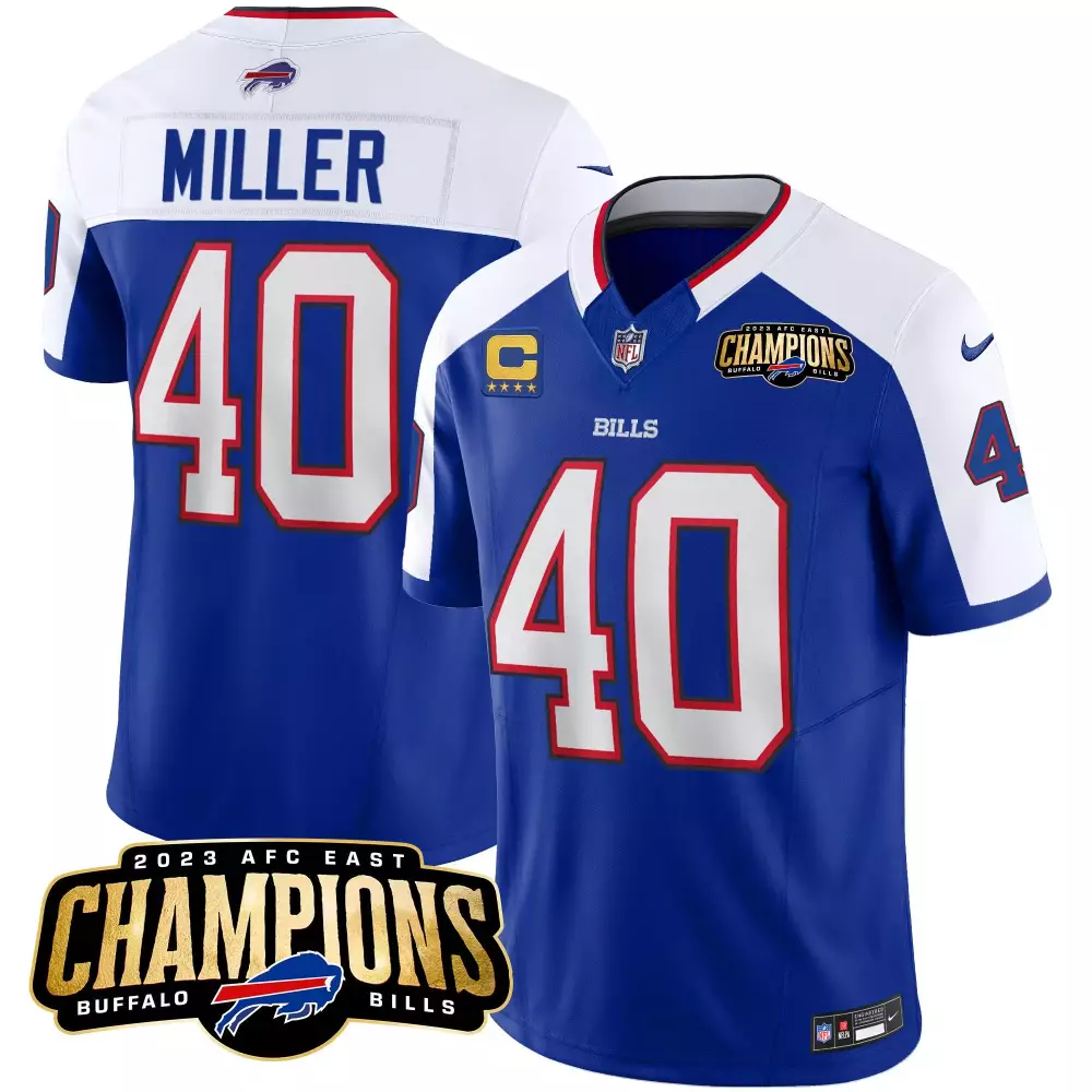 von miller royal alternate mens buffalo bills 2023 afc east champions patch vapor jersey all stitched